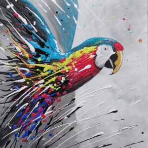 pouring médium - papagáj akril festmény