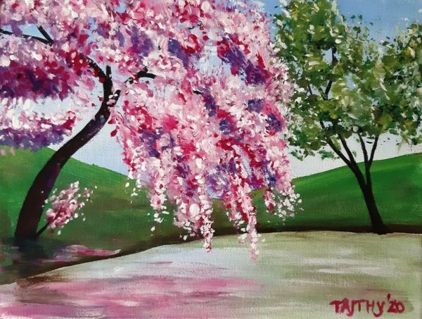 Cseresznyefa akril festés