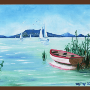 balatoni csónak olaj festmény