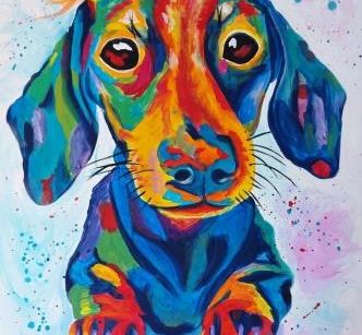 Tacsi - kutya portré akril festés