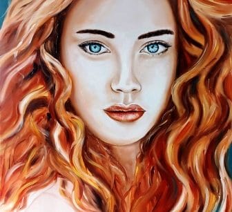 Vörös fürtök - női portré olajfestés