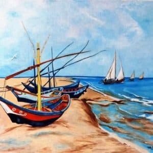 Halászhajók olajfestmény - Van Gogh nyomában