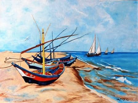 Halászhajók olajfestmény - Van Gogh nyomában