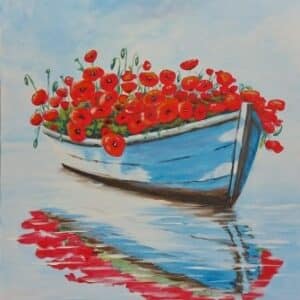 Pipacsos csónak - akrilfestés, Szeged