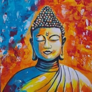 Energikus Buddha -akrilfestmény, 30x40cm festőlap