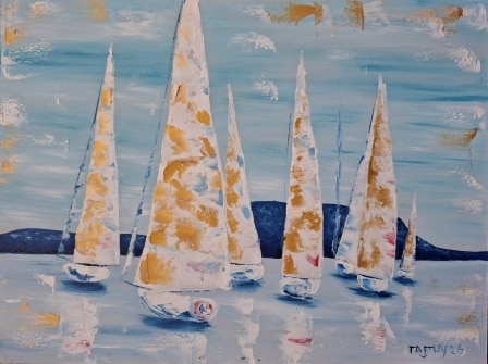 Kékszalag - olajfestmény, 30x40cm festőlap