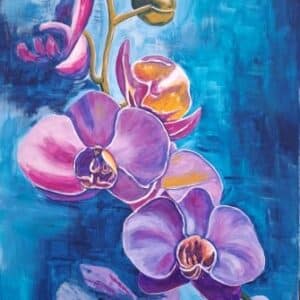 Orchidea -akrilfestmény, 30x40cm festőlap