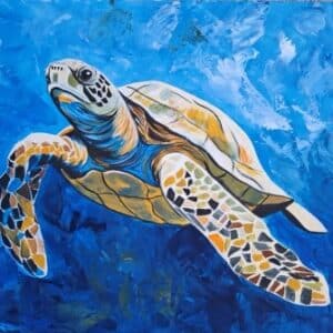Caretta teknős -akrilfestmény, 30x40cm festőlap