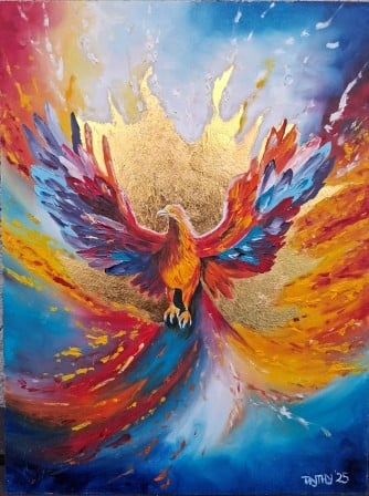 Tűzmadár - olajfestmény, 30x40cm festőlap