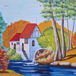 Vizimalom -akrilfestmény, 30x40cm festőlap