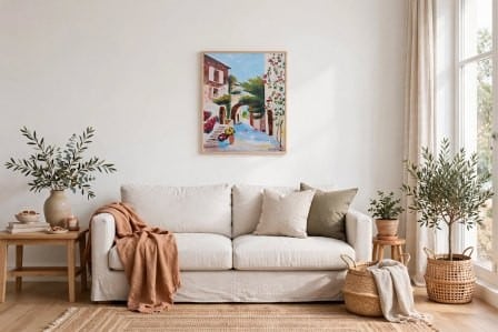 Mediterrán utca -olajfestmény, 30x40cm festőlap - Image 2