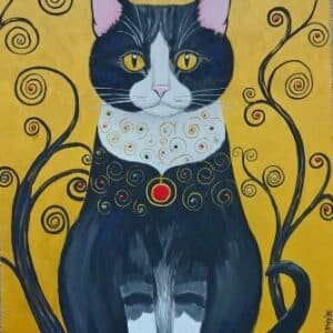 "Aranyló cica" Klimt nyomában - akrilfestés, Szeged