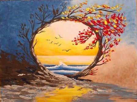 Őszi dimenziók -akrilfestmény, 30x40cm festőlap